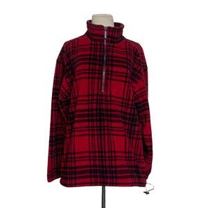 Eddie Bauer vintage red plaid men pullover sweater size Small